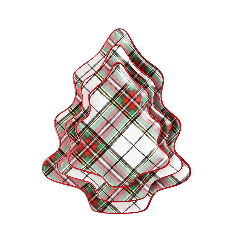 Plaid Ceramic Tree Plate Set by Ashland®