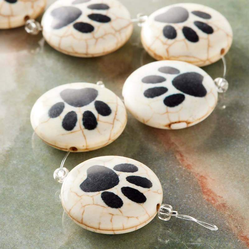 Paw Print Reconstituted Quartzite Lentil Beads, 24mm by Bead Landing™