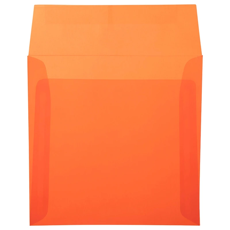 JAM Paper 6.5" Glamour Orange Square Translucent Vellum Envelopes, 25ct.