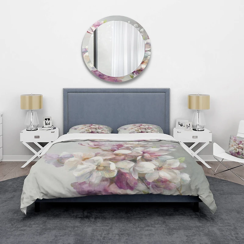 Designart 'Pink Magnolia Flowers' Shabby Bedding Set