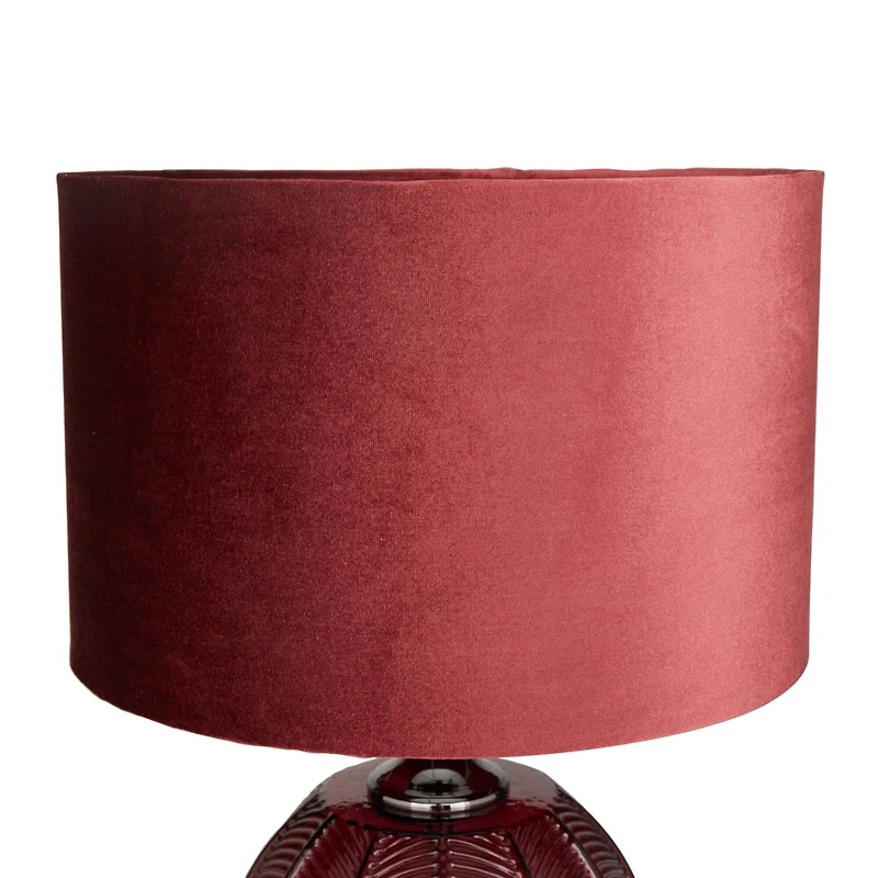 Red Velvet Glam Table Lamp, 21" x 14" x 14"