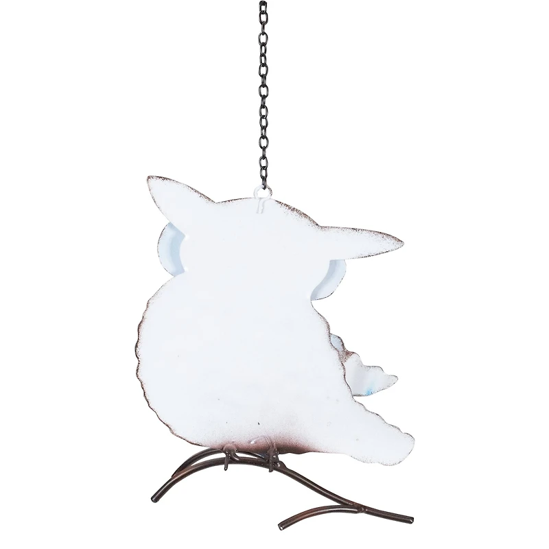 8" Blue & Yellow Metal Outdoor Wall Hanging Owl