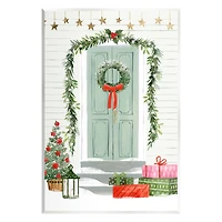 Stupell Industries Christmas Presents Wreath Doorstep Wall Plaque Art