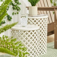 Glitzhome® Multi-Functional Metal White Garden Stool Set
