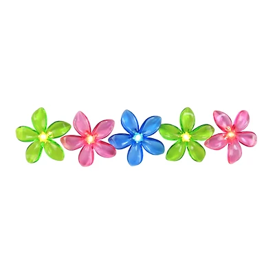 Pink, Blue & Green Flower Patio & Garden Novelty Lights, Set of 10 