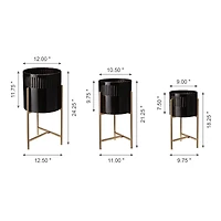 Glitzhome® Black & Gold Modern Glossy Metal Plant Stand, 3ct.