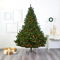 8ft. Pre-Lit Northern Rocky Spruce Artificial Christmas Tree, Clear LED Lights