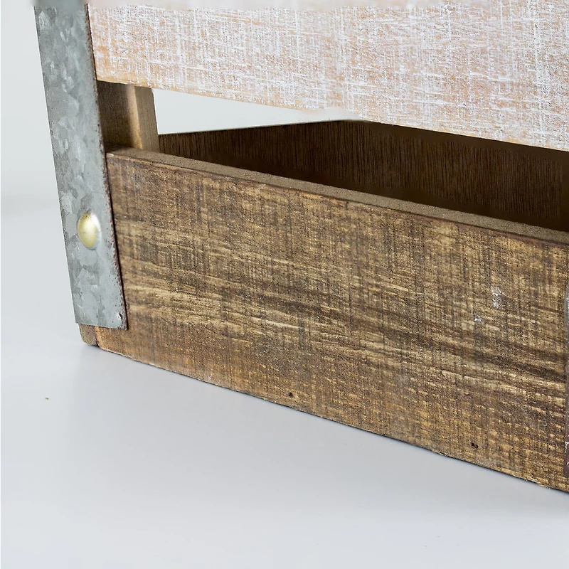 17.5" Wood & Metal Storage Crate