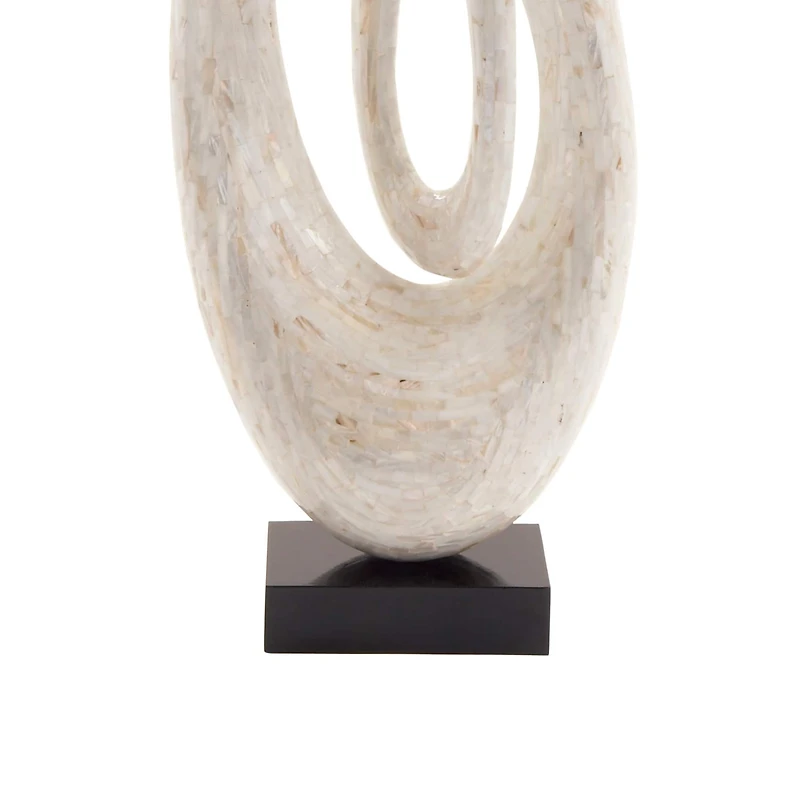30" White Polystone Abstract Sculpture