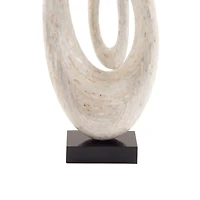 30" White Polystone Abstract Sculpture