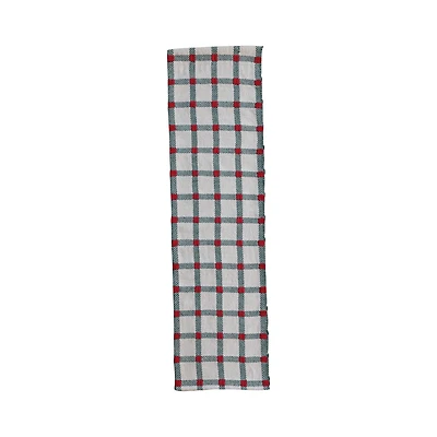 Hello Honey® 108" Green & Red Plaid Embroidered Cotton Table Runner