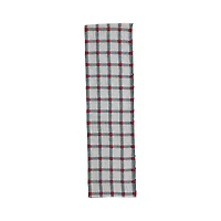 Hello Honey® 108" Green & Red Plaid Embroidered Cotton Table Runner