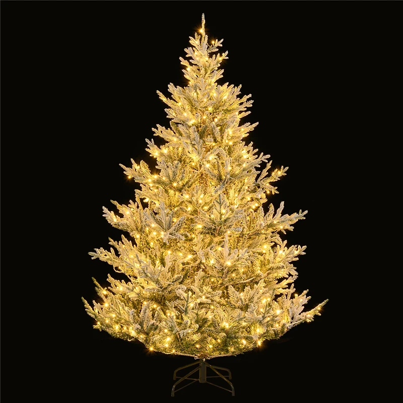Costway 7ft. Pre-Lit Hinged Artificial Christmas Tree, Warm White LED Lights