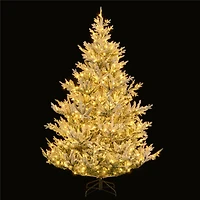 Costway 7ft. Pre-Lit Hinged Artificial Christmas Tree, Warm White LED Lights