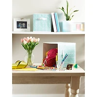 DII® 11" Aqua Herringbone Storage Cube, 2ct.