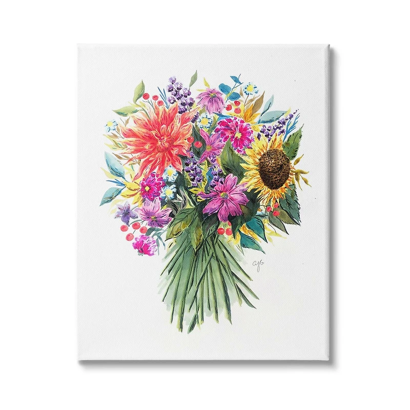 Stupell Industries Charming Bridal Style Bouquet Illustration Vivid Country Florals Canvas Wall Art