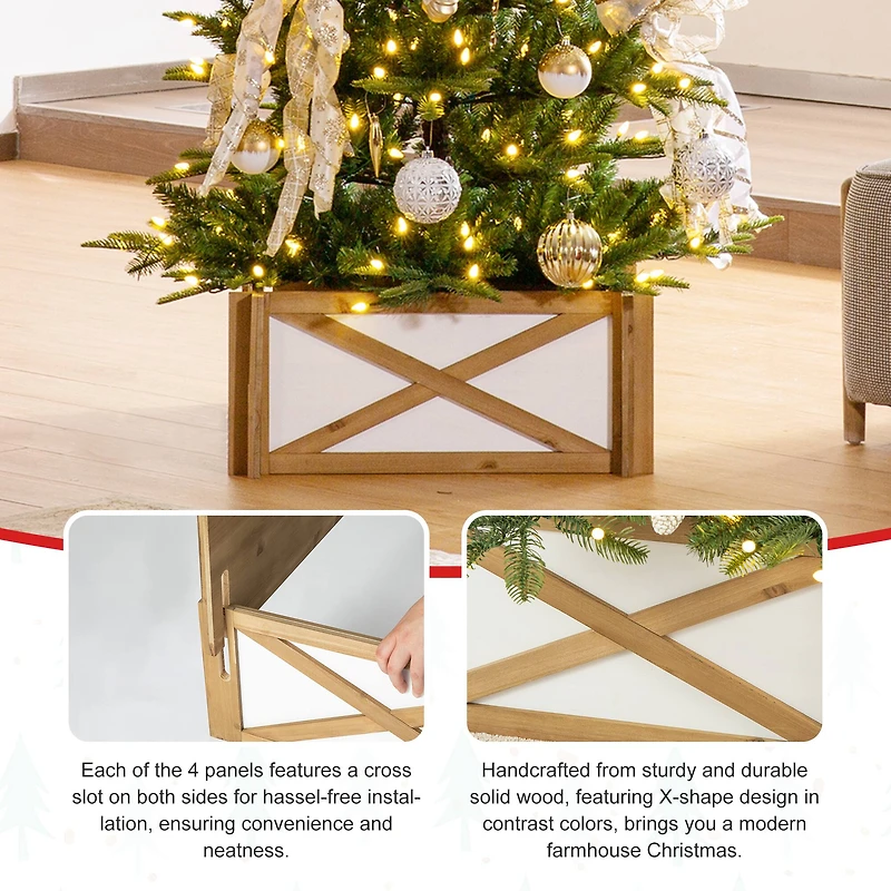 Glitzhome® Natural & White Wood Tree Collar