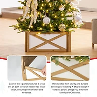 Glitzhome® Natural & White Wood Tree Collar