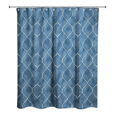 Blue Ogee Pattern 71" x 74" Shower Curtain