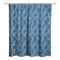 Blue Ogee Pattern 71" x 74" Shower Curtain