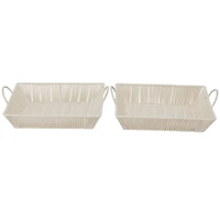 The Novogratz Cream Cotton Handmade Woven Storage Basket with Handles Set of 2 18", 17"