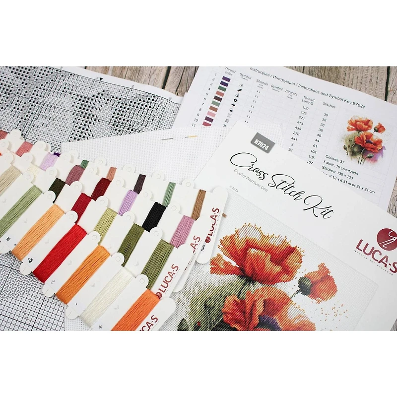 Luca-S The Poppy Flowers Counted Cross Stitch Kit