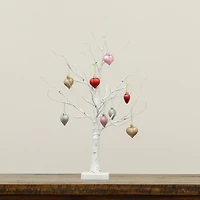 2ft. Pre-Lit Artificial Valentine's Day Twig Tree with 24 Warm White LED Lights and Heart Ornaments