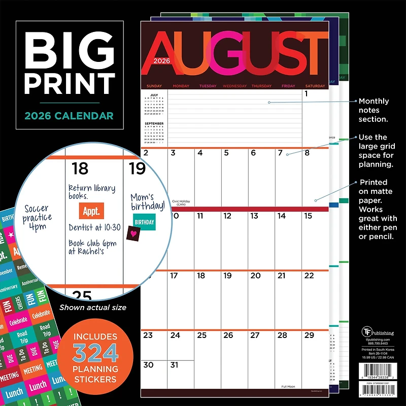 2026 Big Print Wall Calendar