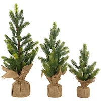 10.5", 15", & 18" Unlit Pine Artificial Christmas Tree with Burlap Base Set