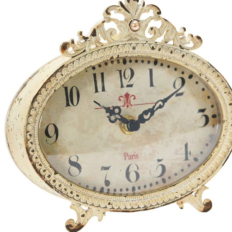Hello Honey® 6.5" Distressed Pewter Mantel Clock