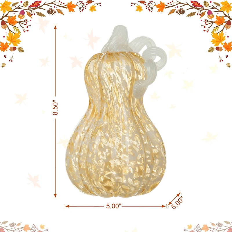 Glitzhome® 8.5" Fall Amber Dots Glass Gourd