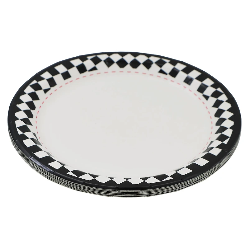 9" Black & White Checker Dinner Plates, 10ct. by Celebrate It™