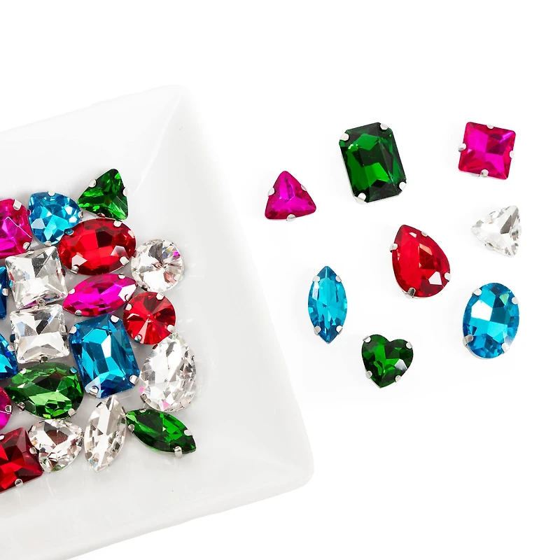 CousinDIY Silver Rainbow Glass Sew-On Rhinestones, 56ct.