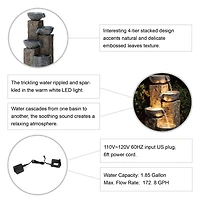 Glitzhome® 33" Natural Leaf Textured 4-Tier Outdoor Fountain