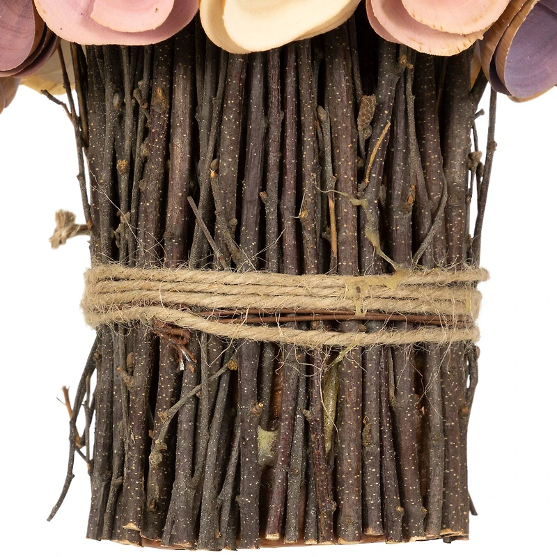 8.25" Pink & Yellow Wooden Artificial Floral Spring Bouquet