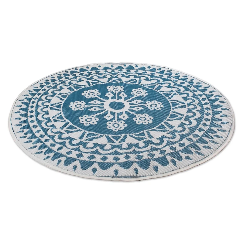 DII® Round Blue Floral Outdoor Rug, 5ft.