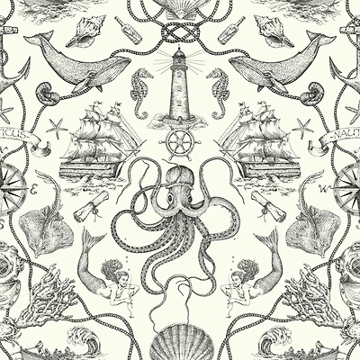 RoomMates Deep Sea Toile Peel & Stick Wallpaper