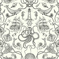 RoomMates Deep Sea Toile Peel & Stick Wallpaper