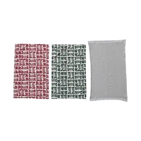 Hello Honey® Red, Green & White Printed Waffle Weave Stonewashed Cotton Tea Towels, 3ct.