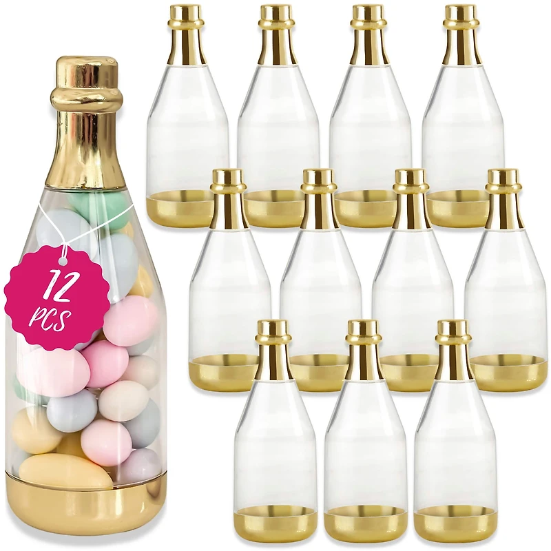 Kate Aspen® Medium Gold Metallic Champagne Bottle Favor Containers, 12ct.