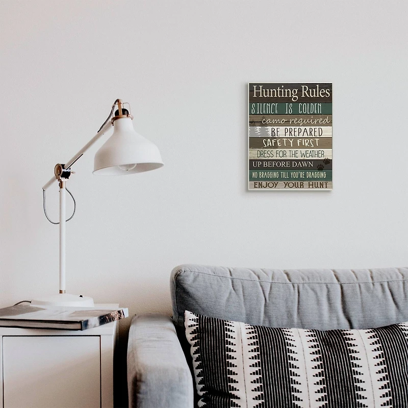 Stupell Industries Cabin Hunting Rules Rustic Charm Brown Green Wood Wall Plaque