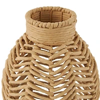 18" Brown Jute Chevron Woven Vase