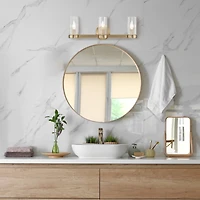 Hello Honey® Izzy Brushed Gold Metal & Clear Ribbed Glass 3-Light Vanity Light