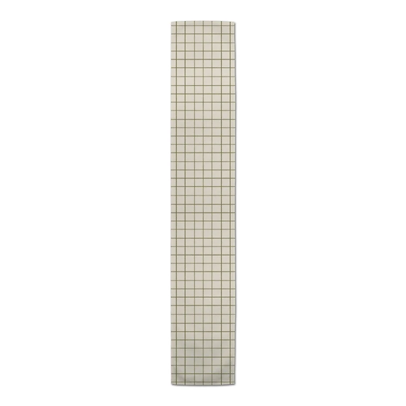 72" Green & Cream Check Cotton Twill Runner