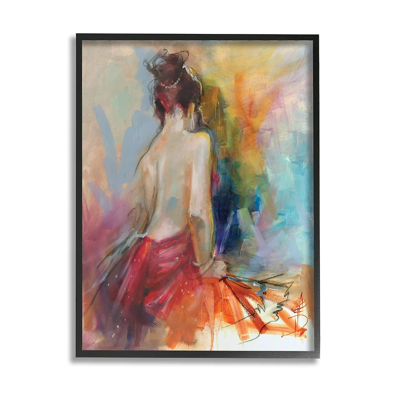 Stupell Industries Contemporary Female Pose Energetic Brush Strokes in Frame Wall Art