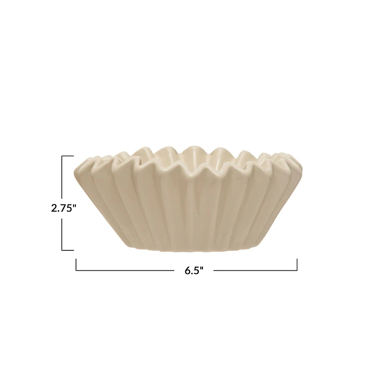 Hello Honey® 6.5" White Fluted Stoneware Bowl