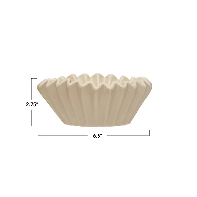 Hello Honey® 6.5" White Fluted Stoneware Bowl