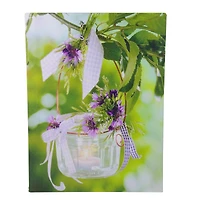 15.7" Lighted LED Tea Candle with Purple Flowers Canvas Wall Art 
