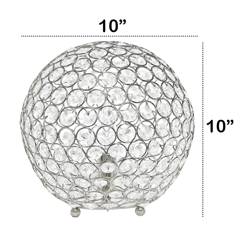 Lalia Home 10" Medium Metal Crystal Round Orb Table Lamp