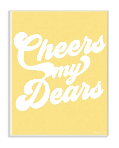 Stupell Industries lulusimonSTUDIO Retro Script Cheers My Dears Wood Wall Plaque